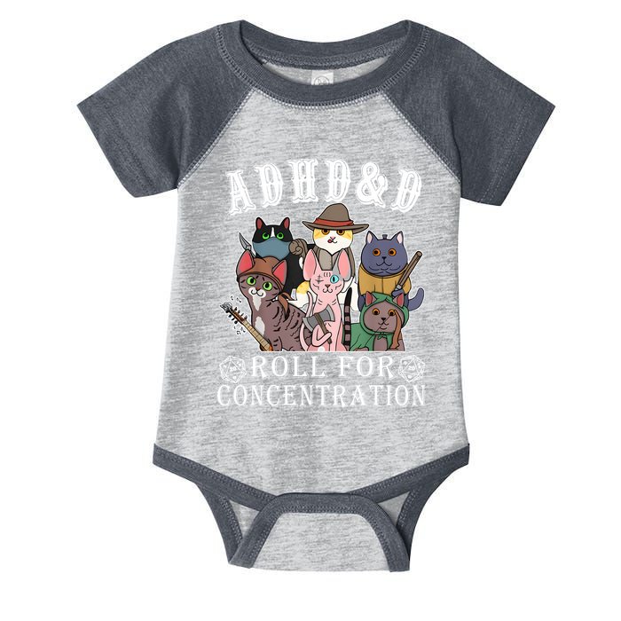 Cats Rpg Gamer Roll For Concentration D20 Dice Nerdy Infant Baby Jersey Bodysuit