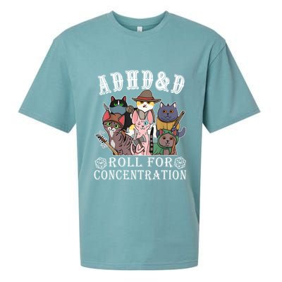Cats Rpg Gamer Roll For Concentration D20 Dice Nerdy Sueded Cloud Jersey T-Shirt