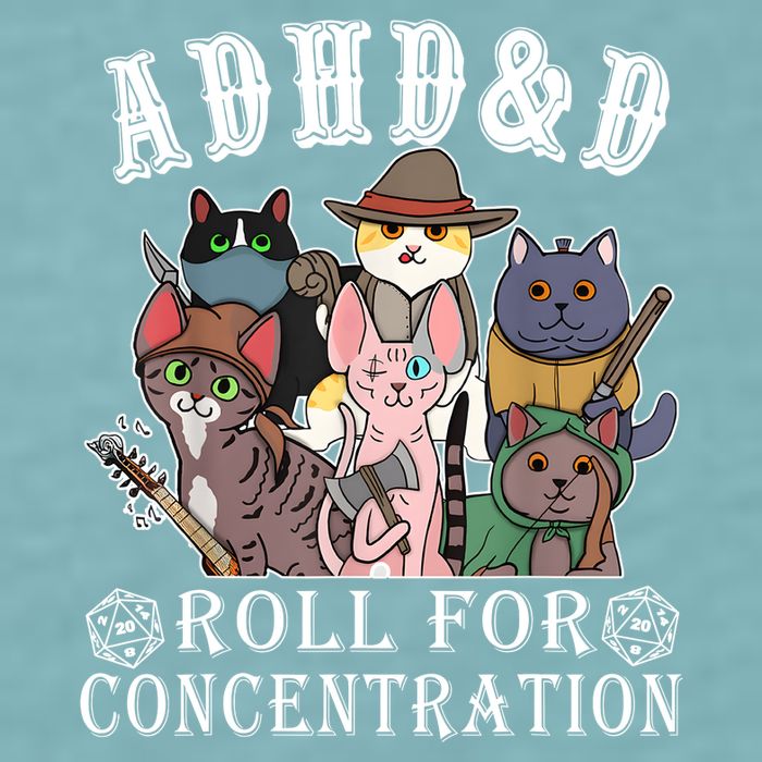 Cats Rpg Gamer Roll For Concentration D20 Dice Nerdy Sueded Cloud Jersey T-Shirt