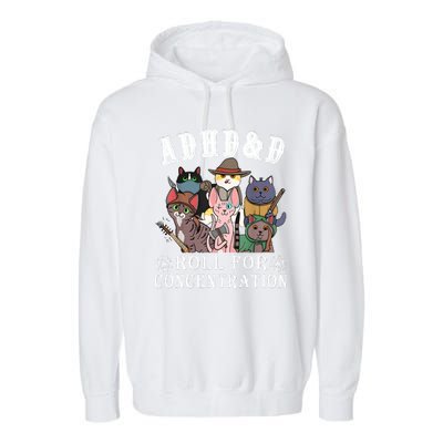 Cats Rpg Gamer Roll For Concentration D20 Dice Nerdy Garment-Dyed Fleece Hoodie