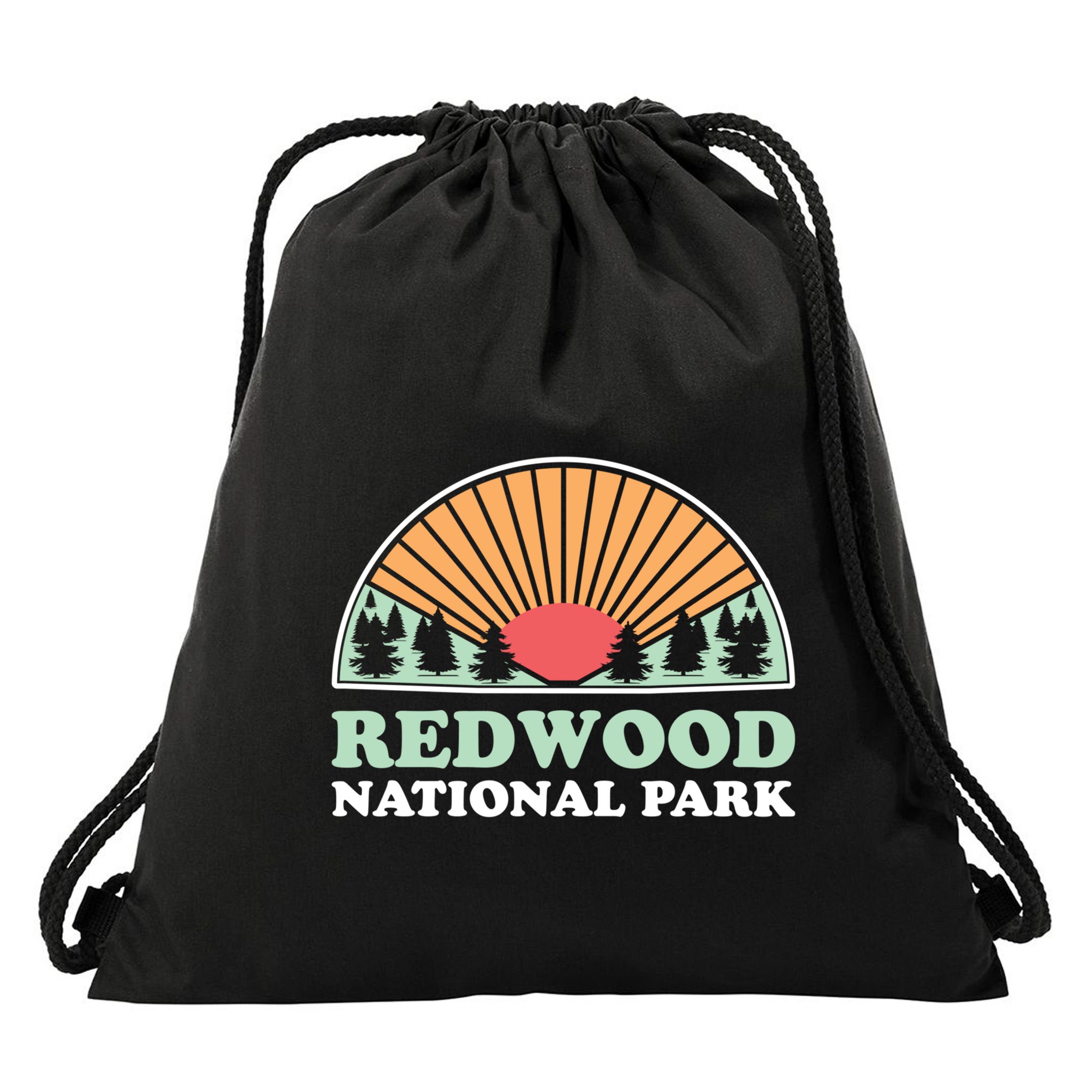 California Retro Gift Vintage Redwood National Park Gift Drawstring Bag