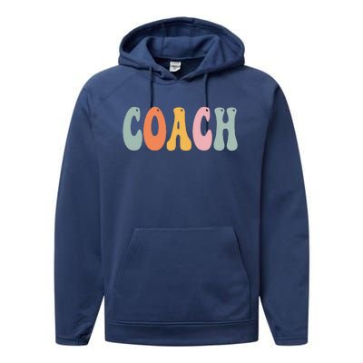 Coach Retro Groovy Vintage Women Happy First Day Of School Performance Fleece Hoodie