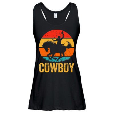 Cowboy Rodeo Horse Gifts Country Vintage Western Cowboy Ladies Essential Flowy Tank