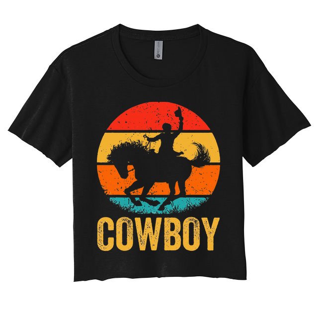 Cowboy Rodeo Horse Gifts Country Vintage Western Cowboy Crop Top