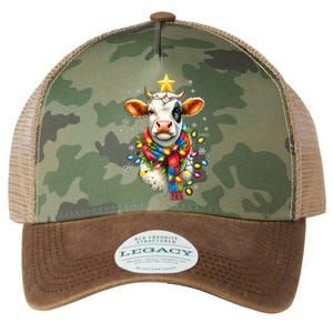 Cow Reindeer Hat Santa Lights Funny Cow Christmas Legacy Tie Dye Trucker Hat