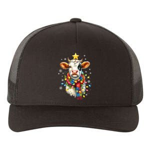 Cow Reindeer Hat Santa Lights Funny Cow Christmas Yupoong Adult 5-Panel Trucker Hat