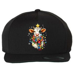 Cow Reindeer Hat Santa Lights Funny Cow Christmas Wool Snapback Cap