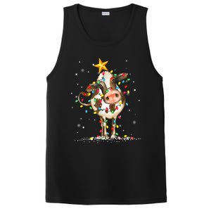 Cow Reindeer Hat Santa Christmas Lights Funny Cow Christmas PosiCharge Competitor Tank