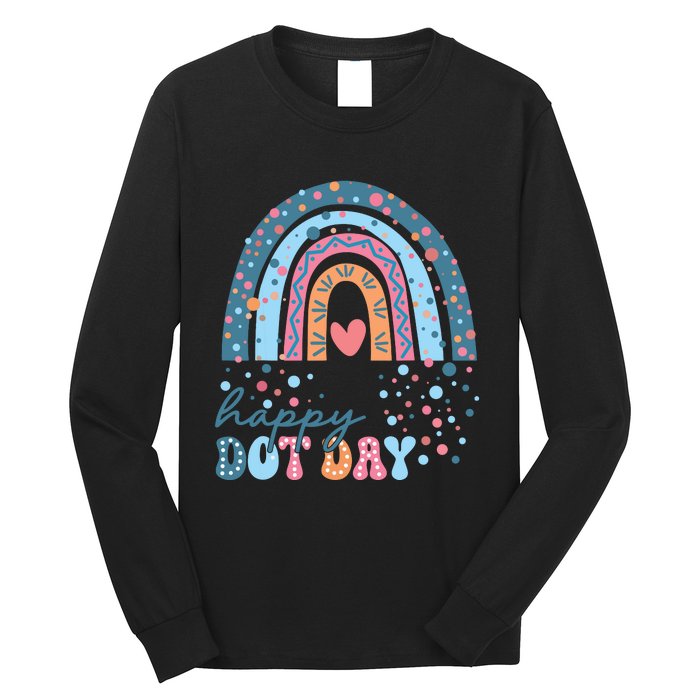 Cute Rainbow Happy Dot Day Teacher Long Sleeve Shirt