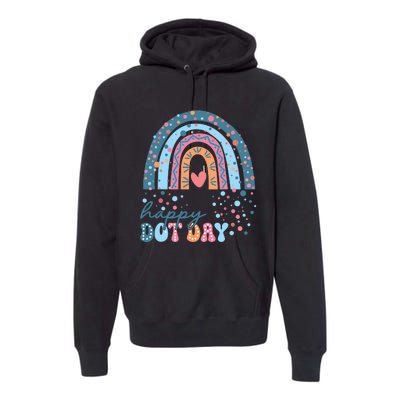 Cute Rainbow Happy Dot Day Teacher Premium Hoodie