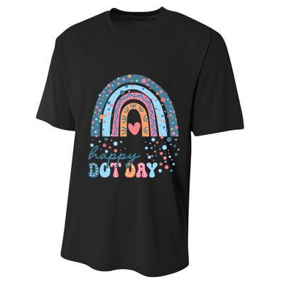 Cute Rainbow Happy Dot Day Teacher Performance Sprint T-Shirt