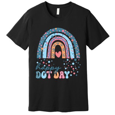 Cute Rainbow Happy Dot Day Teacher Premium T-Shirt