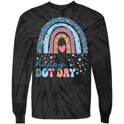 Cute Rainbow Happy Dot Day Teacher Tie-Dye Long Sleeve Shirt