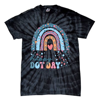 Cute Rainbow Happy Dot Day Teacher Tie-Dye T-Shirt