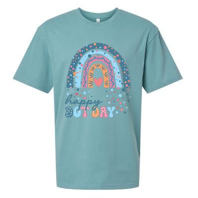 Cute Rainbow Happy Dot Day Teacher Sueded Cloud Jersey T-Shirt