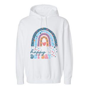 Cute Rainbow Happy Dot Day Teacher Garment-Dyed Fleece Hoodie