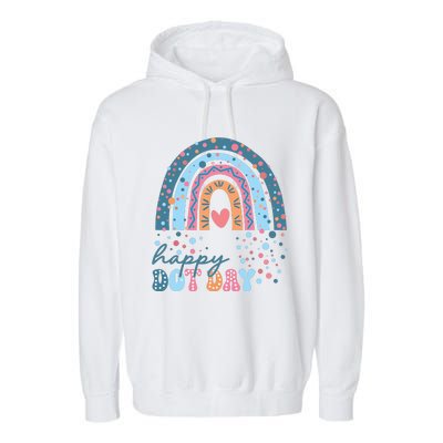 Cute Rainbow Happy Dot Day Teacher Garment-Dyed Fleece Hoodie