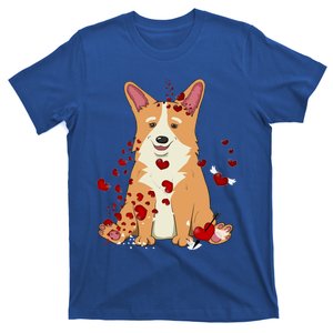 Corgi Red Hearts Funny Dog Mom Valentines Day Corgi Lover Gift T-Shirt