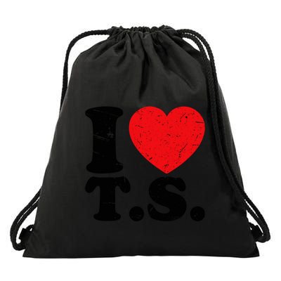 Cute Red Heart I Love T.S Drawstring Bag
