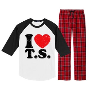 Cute Red Heart I Love T.S Raglan Sleeve Pajama Set