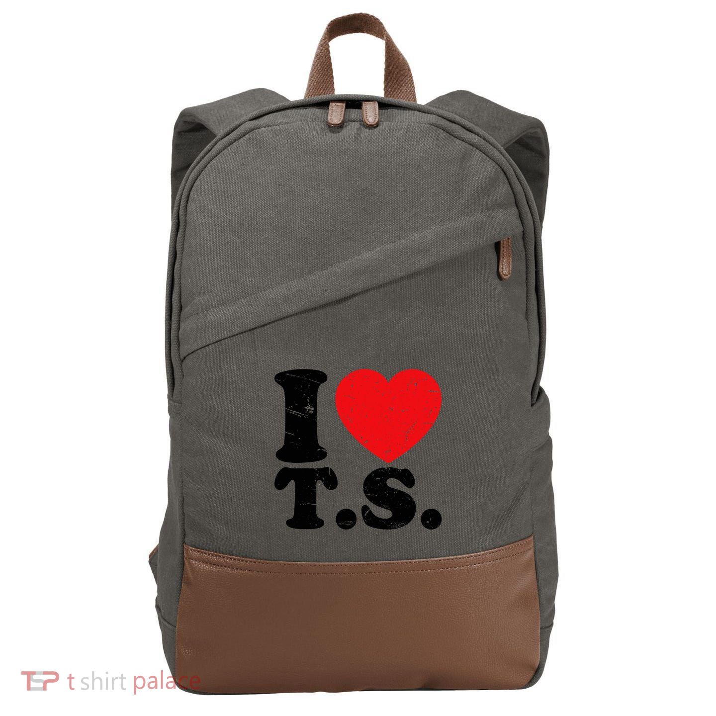 Cute Red Heart I Love T.S Cotton Canvas Backpack