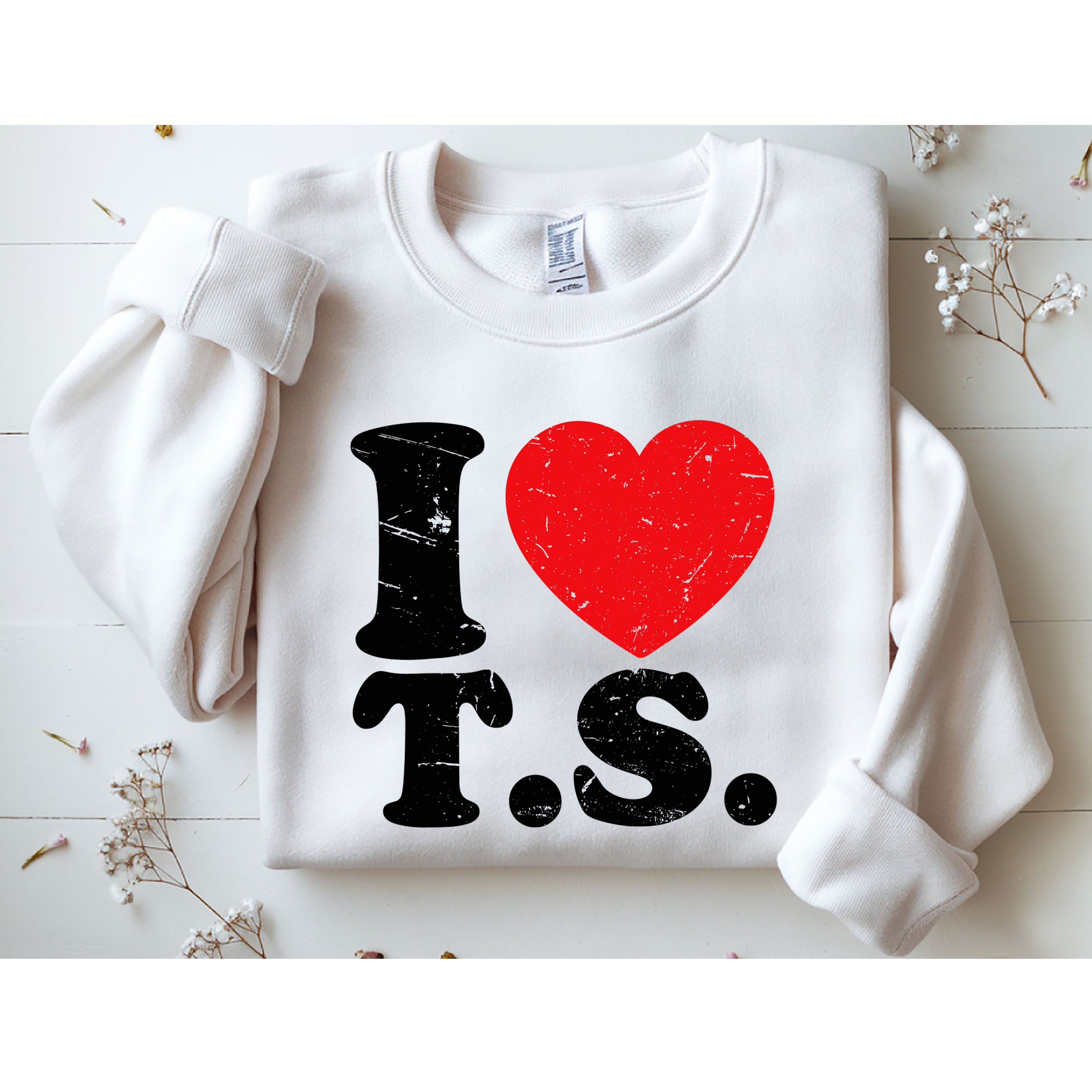 Cute Red Heart I Love T.S Sweatshirt