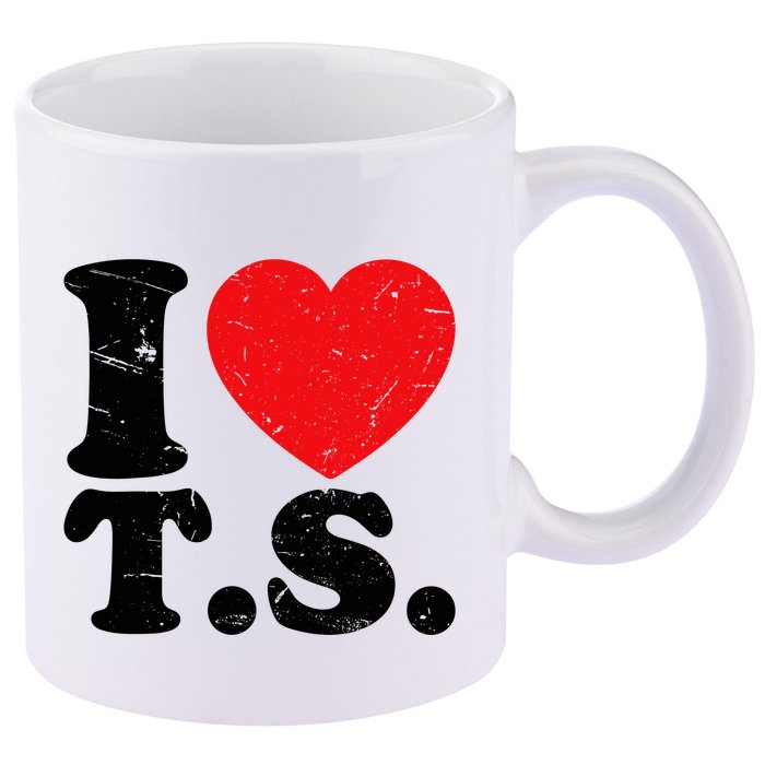 Cute Red Heart I Love T.S 11oz C Handle Ceramic Mug