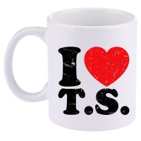 Cute Red Heart I Love T.S 11oz C Handle Ceramic Mug