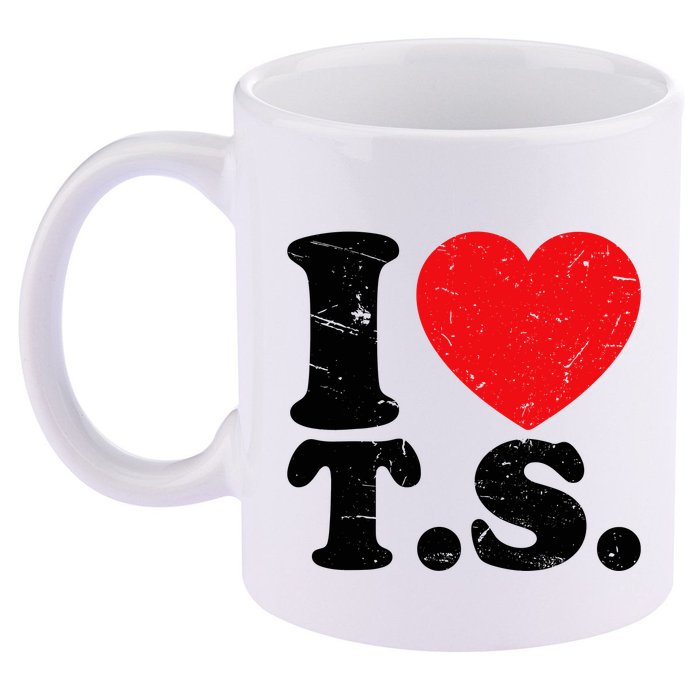 Cute Red Heart I Love T.S 11oz C Handle Ceramic Mug