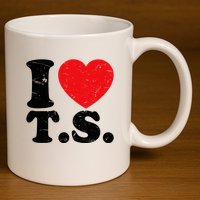 Cute Red Heart I Love T.S 11oz C Handle Ceramic Mug