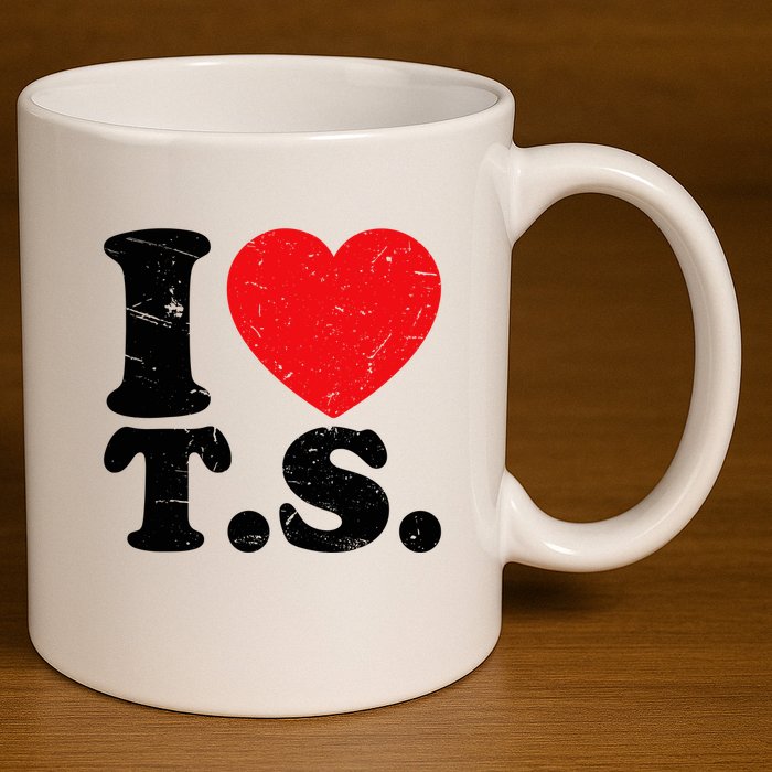 Cute Red Heart I Love T.S 11oz C Handle Ceramic Mug