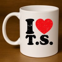 Cute Red Heart I Love T.S 11oz C Handle Ceramic Mug