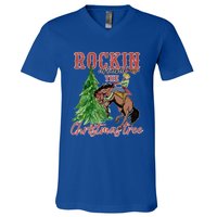 Cow Ride Horse Xmas Rockin Around Christmas Tree Pajamas Gift V-Neck T-Shirt