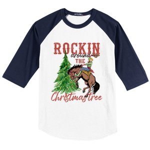 Cow Ride Horse Xmas Rockin Around Christmas Tree Pajamas Gift Baseball Sleeve Shirt