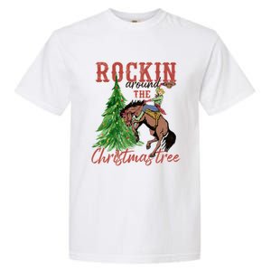 Cow Ride Horse Xmas Rockin Around Christmas Tree Pajamas Gift Garment-Dyed Heavyweight T-Shirt