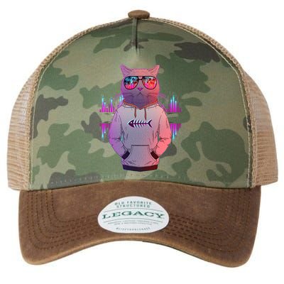 Cool Retro Hipster Hip Hop Music Cat Legacy Tie Dye Trucker Hat