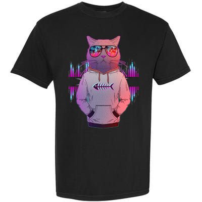 Cool Retro Hipster Hip Hop Music Cat Garment-Dyed Heavyweight T-Shirt