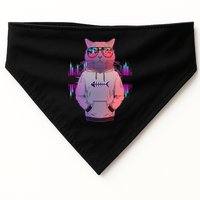 Cool Retro Hipster Hip Hop Music Cat USA-Made Doggie Bandana
