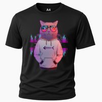 Cool Retro Hipster Hip Hop Music Cat Cooling Performance Crew T-Shirt
