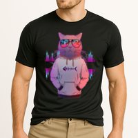 Cool Retro Hipster Hip Hop Music Cat Cooling Performance Crew T-Shirt