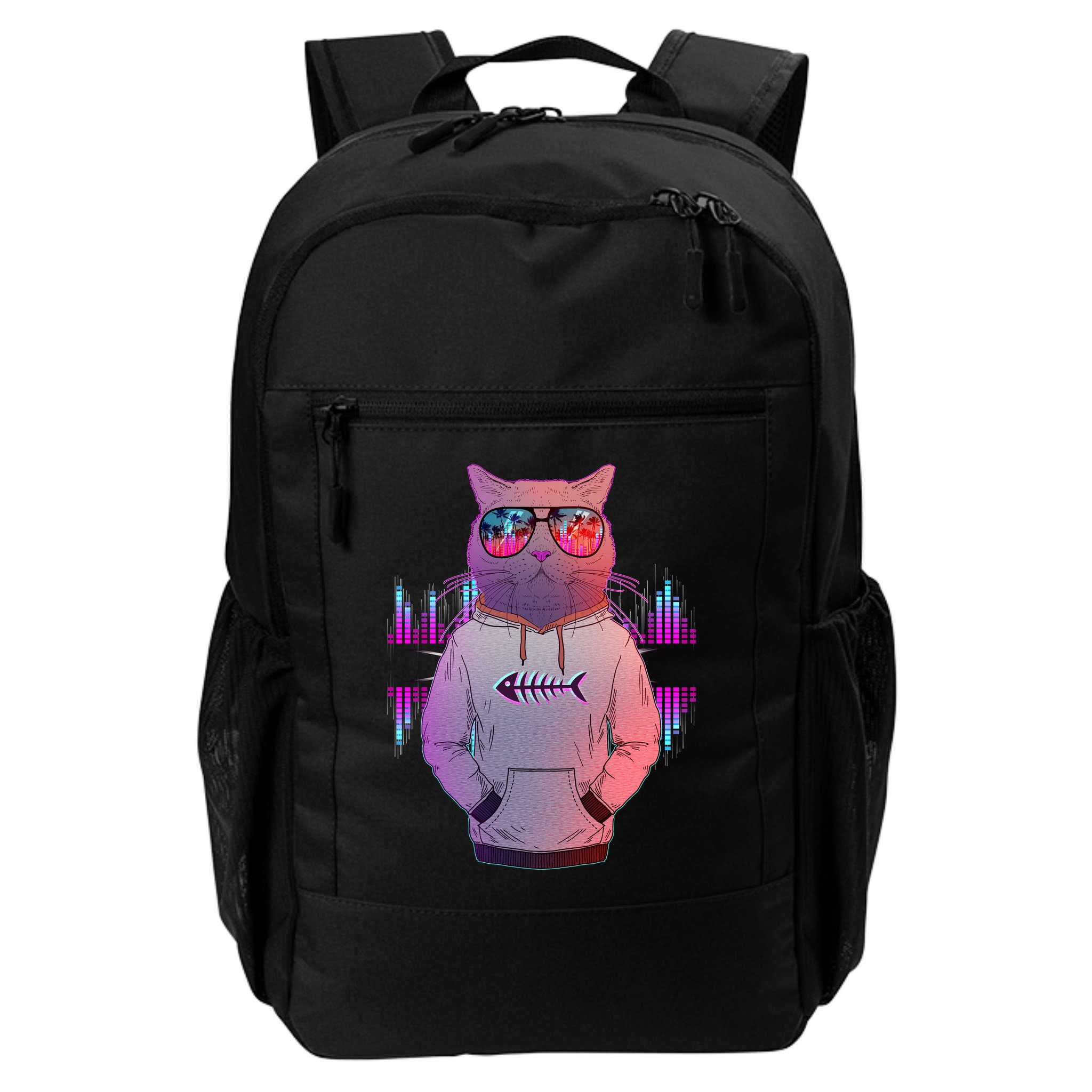 Cool Retro Hipster Hip Hop Music Cat Backpack