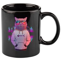 Cool Retro Hipster Hip Hop Music Cat 11oz C Handle Ceramic Mug