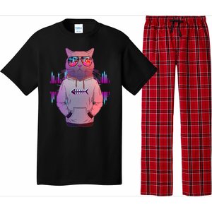 Cool Retro Hipster Hip Hop Music Cat Pajama Set