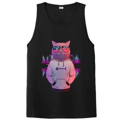 Cool Retro Hipster Hip Hop Music Cat PosiCharge Competitor Tank