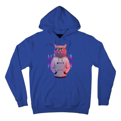 Cool Retro Hipster Hip Hop Music Cat Hoodie