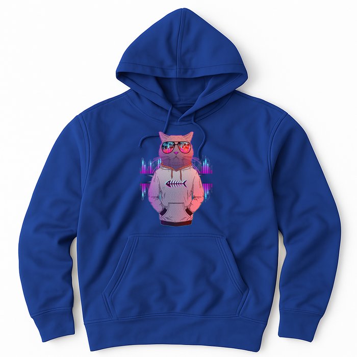 Cool Retro Hipster Hip Hop Music Cat Hoodie