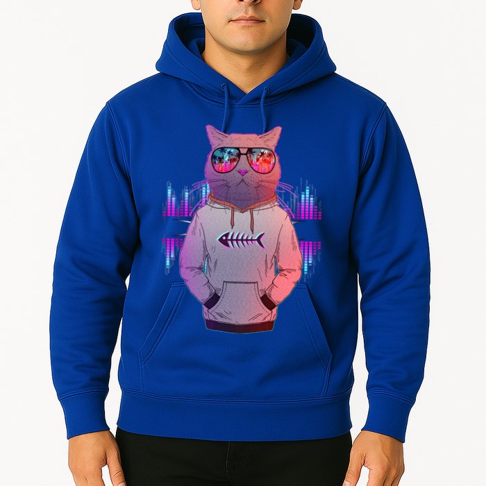 Cool Retro Hipster Hip Hop Music Cat Hoodie