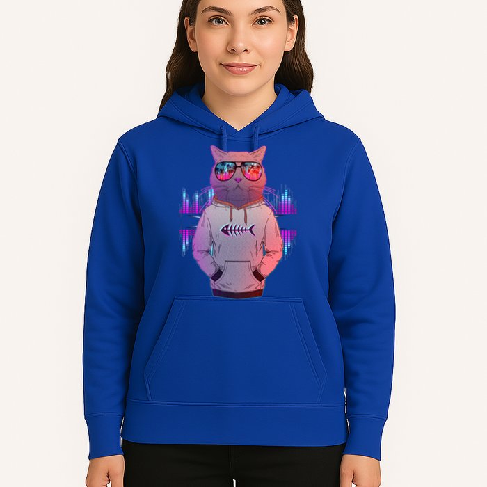 Cool Retro Hipster Hip Hop Music Cat Hoodie