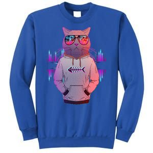 Cool Retro Hipster Hip Hop Music Cat Sweatshirt