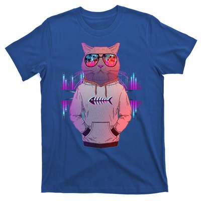 Cool Retro Hipster Hip Hop Music Cat T-Shirt